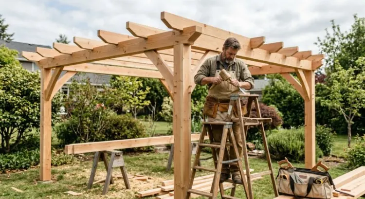 Menuisier charpentier pour une pergola bois : construction et terrasse