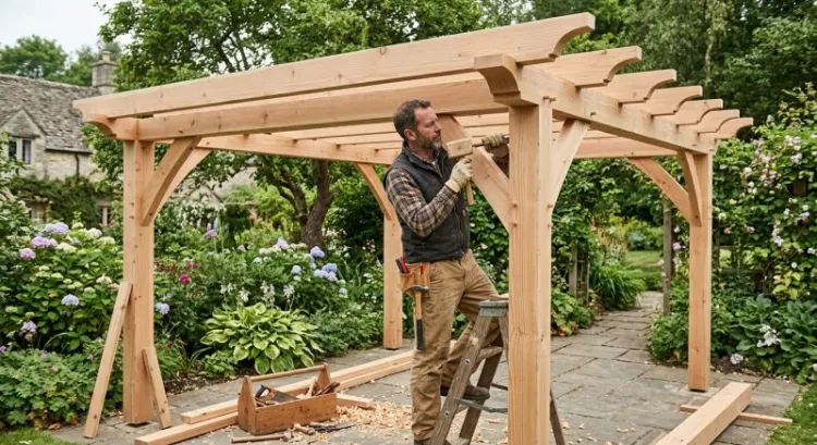 Menuisier charpentier pour une pergola bois : construction et terrasse